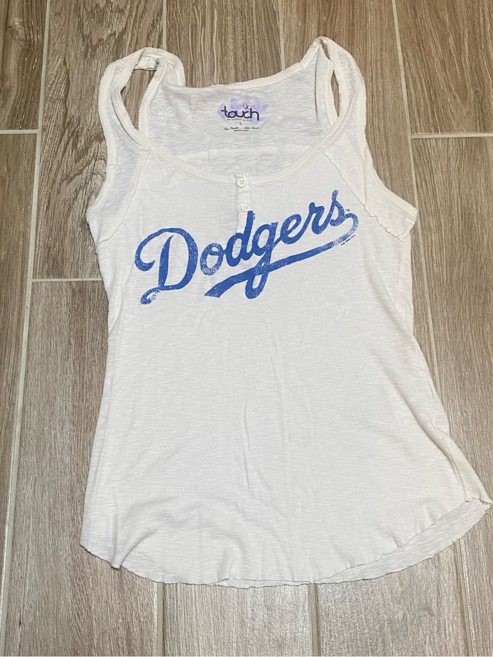 Touch by Alyssa Milano White Dodgers Logo Tank Top